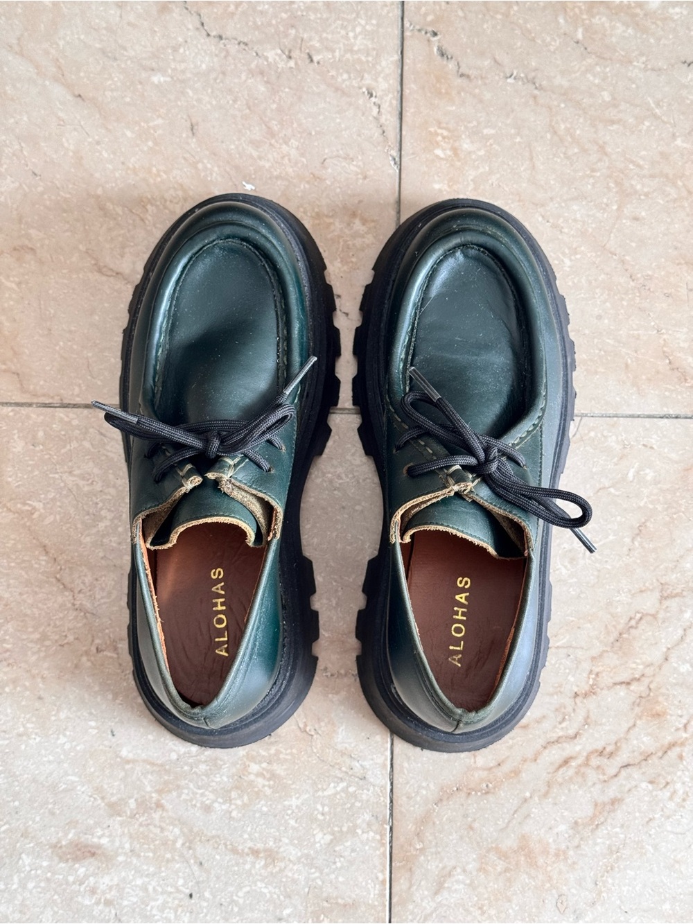 Alohas Tycoon lug sole loafers in Dark Green - Picture 3 of 6